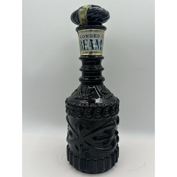 Vintage KY DRB-230 Bottle Liquor Jim Bean Black Glass Decanter & Cork Stopper - Picture 1 of 7